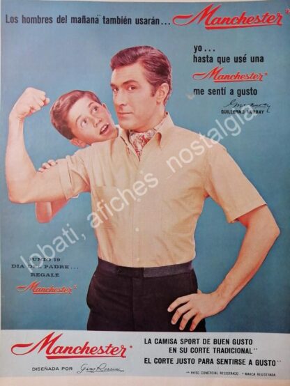 CARTEL ANTIGUO ORIGINAL DE GUILLERMO MURRAY Y CAMISAS MANCHESTER 1960 /FEP