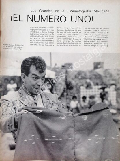 CARTEL ANTIGUO ORIGINAL DE SECCION DE NOTA SOBRE CANTINFLAS 1950s