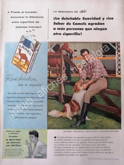 CARTEL ANTIGUO ORIGINAL DE ROCK HUDSON Y CIGARROS CAMEL 1954 / FEP