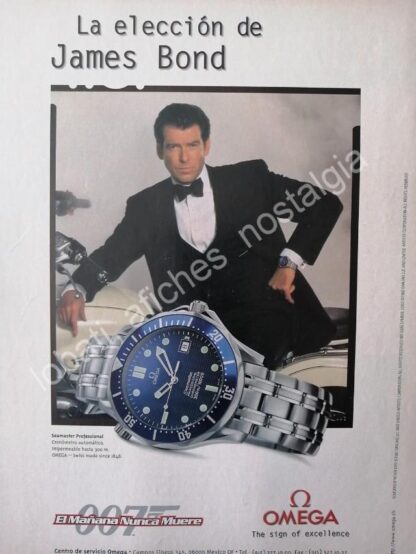 CARTEL ANTIGUO ORIGINAL DE RELOJES OMEGA PRESENTA 007 Y PIERCE BROSNAN 1997 /FEP