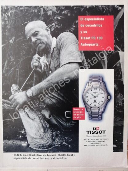 CARTEL ANTIGUO ORIGINAL DE CHARLES SWABY Y RELOJES TISSOT 1997