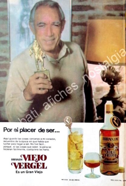 CARTEL ANTIGUO ORIGINAL DE ANTHONY QUEEN Y BRANDY VIEJO VERGEL 1981 /FEP