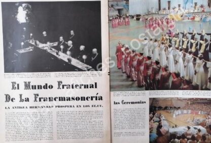 CARTEL ANTIGUO ORIGINAL DE NOTA DE PRENSA EL MUNDO FRATERNAL DE LA MASONERIA 1950s - Imagen 7