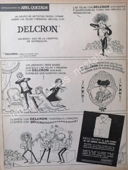 CARTEL ANTIGUO ORIGINAL DE TELAS DELCRON. DIBUJOS DE ABEL QUEZADA 1966 /FEP