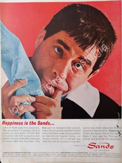 CARTEL ANTIGUO ORIGINAL DE JERRY LEWIS Y AEROLINEAS DE JETS SANDS 1965 / FEP