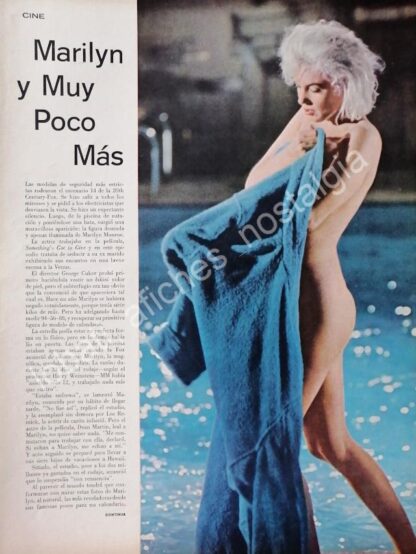 CARTEL ANTIGUO ORIGINAL DE REPORTAJE DE MARILYN MONROE 1960s - Imagen 2