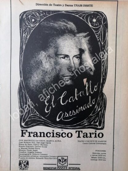 CARTEL ANTIGUO ORIGINAL DE ISSTE PRESENTA A FRANCISCO TARIO EN EL CABALLO ASESINADO 1989