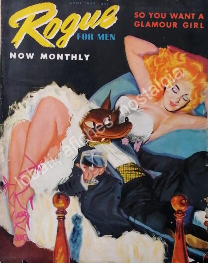 CARTEL ANTIGUO ORIGINAL DE PORTADA POP ART PULP 1957 ROGUE