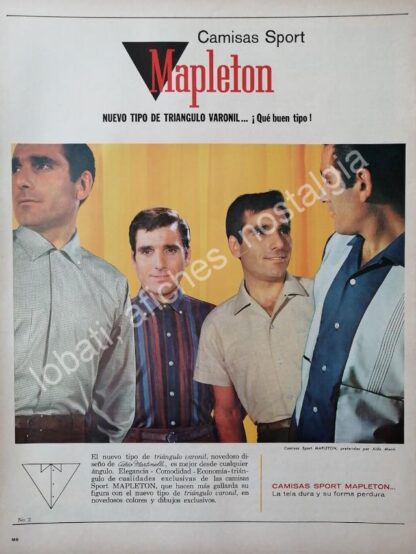 CARTEL ANTIGUO ORIGINAL DE ALDO MONTO Y CAMISAS MARISCAL 1965 /2