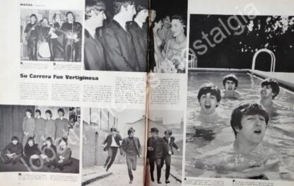 CARTEL ANTIGUO ORIGINAL DE NOTA SOBRE LOS BEATLES 1960s CARRERA VERTIGINOSA