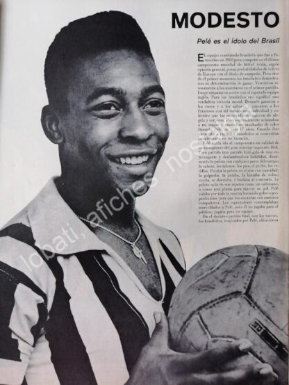 CARTEL ANTIGUO ORIGINAL DE NOTA. PELE EL IDOLO DE BRASIL MODESTO. 1960s