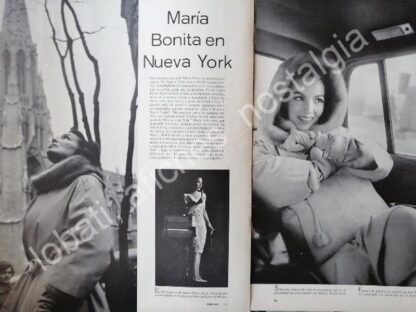 CARTEL ANTIGUO ORIGINAL DE MARIA FELIX DE COMPRAS EN NEW YORK 1950s