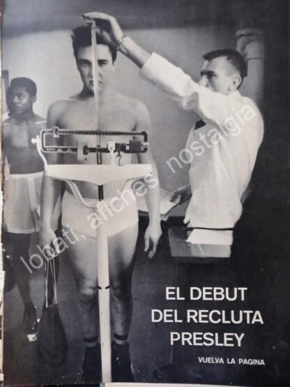 CARTEL ANTIGUO ORIGINAL DE NOTA. ELVIS PRESLEY DEBUTA COMO RECLUTA 1958 - Imagen 3