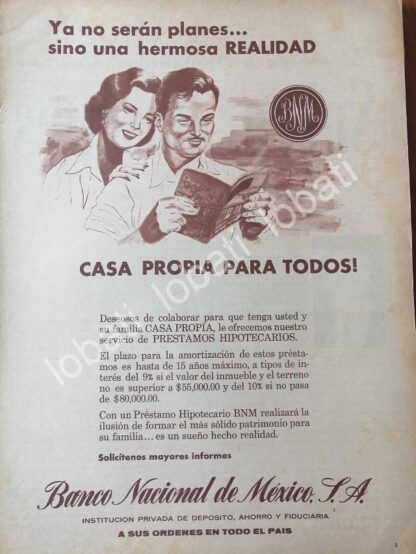 CARTEL ANTIGUO ORIGINAL DE EL BANCO NACIONAL DE MEXICO 1964 /204