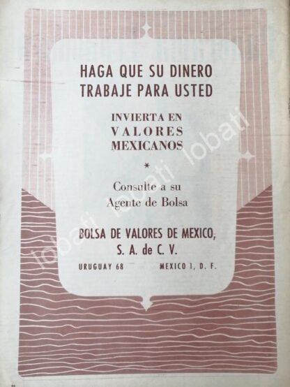 CARTEL ANTIGUO ORIGINAL DE BOLSA DE VALORES DE MEXICO S.A 1960s /205