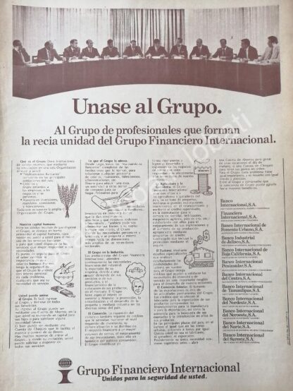 CARTEL ANTIGUO ORIGINAL DE INICIOS DEL BANCO INTERNACIONAL S.A 1973 /206 MUY RARO