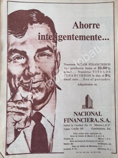 CARTEL ANTIGUO ORIGINAL DE BANCO NACIONAL FINANCIERA 1960s /208