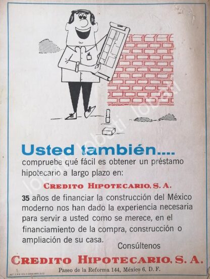 CARTEL ANTIGUO ORIGINAL DE BANCO CREDITO HIPOTECARIO S.A 1972 /191