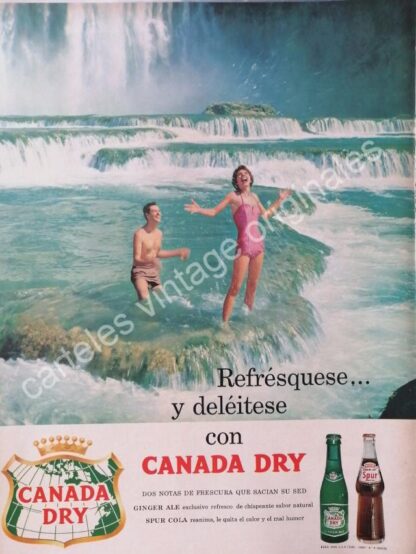 CARTEL ANTIGUO ORIGINAL DE REFRESCO CANADA DRY. SPUR Y GINGER ALE 1960 /4