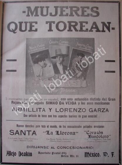 CARTEL ANTIGUO ORIGINAL DE CARTEL DOCUMENTAL. MUJERES QUE TOREAN 1941 /TMQ