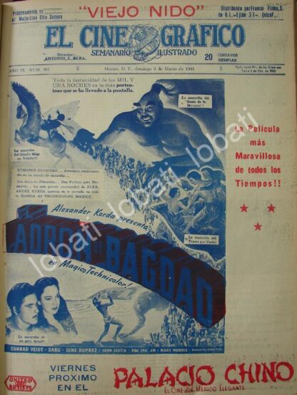 CARTEL ANTIGUO ORIGINAL DE AFICHES DE LA PELICULA EL LADRON DE BAGDAD 1941 /N65