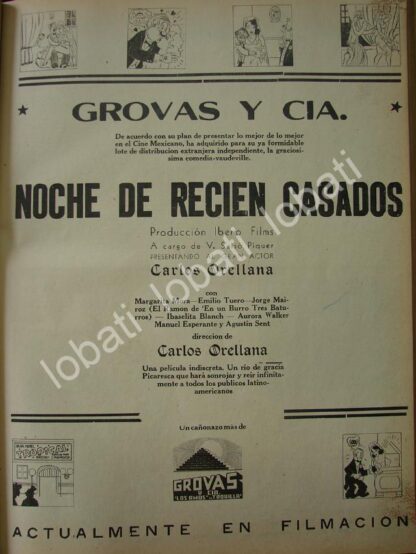 CARTEL ANTIGUO ORIGINAL DE FILMANDO LA PELICULA NOCHE DE RECIEN CASADOS 1941 /N75