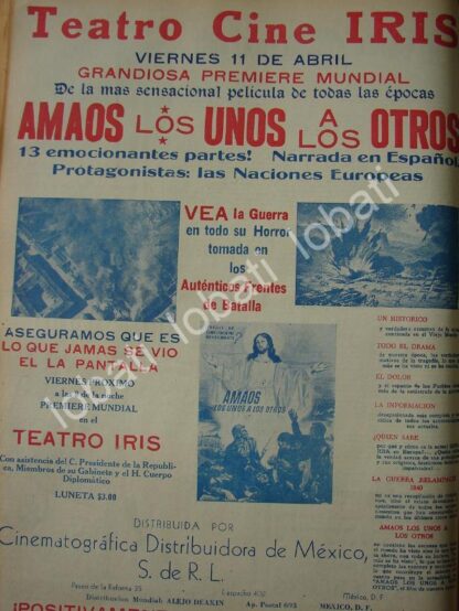 CARTEL ANTIGUO ORIGINAL DE CINE TEATRO IRIS .PELICULA AMAOS LOS UNOS A LOS OTROS 1941 /N80 SGM