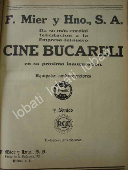 CARTEL ANTIGUO ORIGINAL DE INAUGURAN EL CINE OLIMPIA D.F 1941 FELICITACION DE PRODUCCIONES MIER