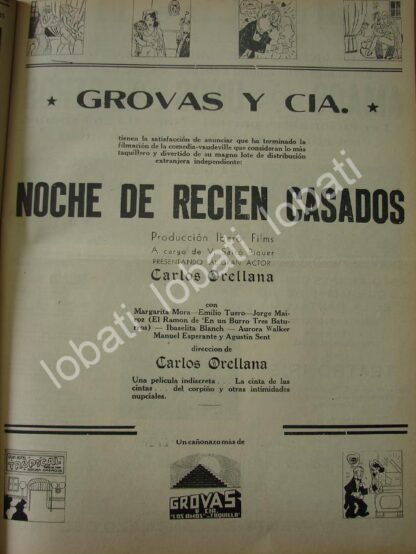 CARTEL ANTIGUO ORIGINAL DE TERMINAN FILMACION DE LA PELICULA NOCHE DE RECIEN CASADOS 1941 /N90