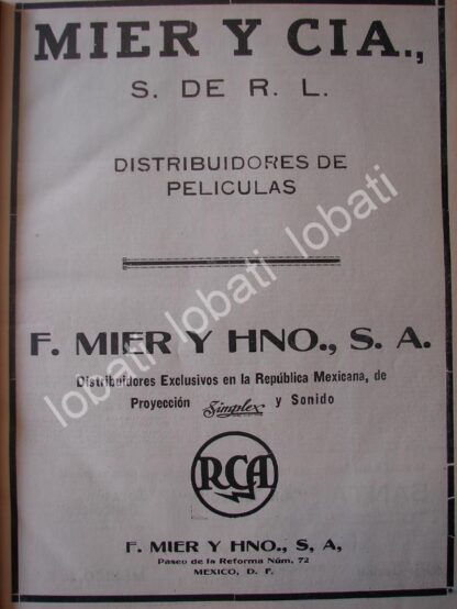 CARTEL ANTIGUO ORIGINAL DE PUBLICIDAD VINTAGE PRODUCCIONES MIER Y CIA 1941