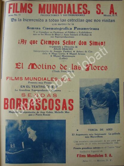 CARTEL ANTIGUO ORIGINAL DE FILMS MUNDIALES S.A Y SUS PELICULAS 1941 /N99