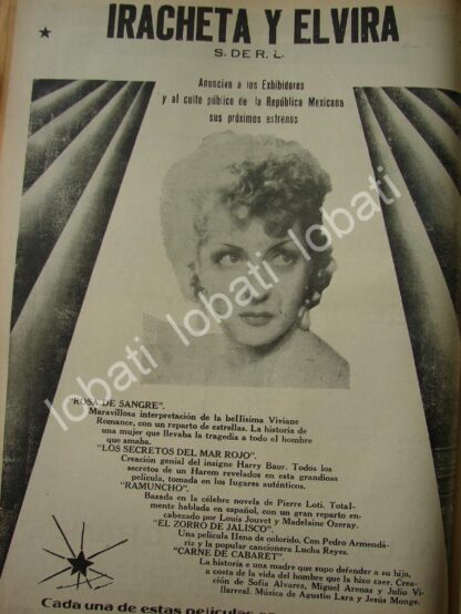 CARTEL ANTIGUO ORIGINAL DE PRODUCTORA DE CINE IRACHETA Y ELVIRA S.A ANUNCIA ESTRENOS /695