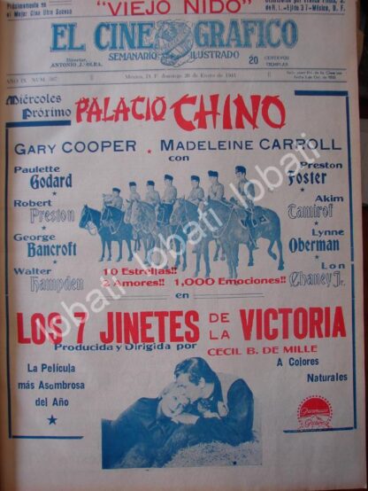 CARTEL ANTIGUO ORIGINAL DE PELICULA LOS 7 JINETES DE LA VICTORIA 1941 /RARO