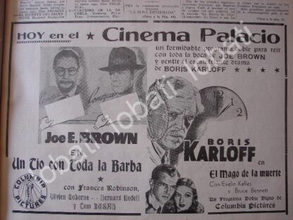 CARTEL ANTIGUO ORIGINAL DE FUNCIONES DEL CINE. CINEMA PALACIO 1941 D.F