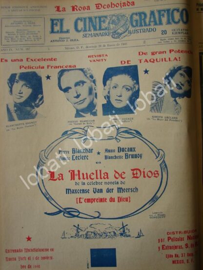 CARTEL ANTIGUO ORIGINAL DE PELICULA LA HUELLA DE DIOS 1941 /RARO