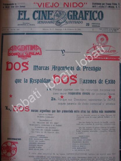 CARTEL ANTIGUO ORIGINAL DE PRODUCTORAS DE CINE ARGENTINA SOMO FILMS Y CUMILON 1941