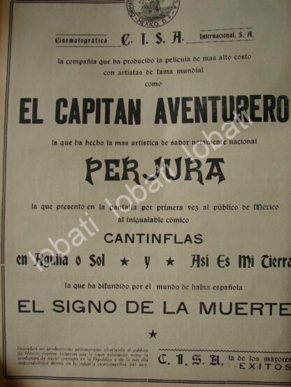 CARTEL ANTIGUO ORIGINAL DE PRODUCTORA C.I.S.A Y SUS PELICULAS 1941