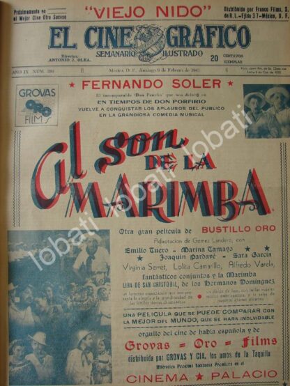 CARTEL ANTIGUO ORIGINAL DE PUBLICIDAD DE LA PELICULA AL SON DE LA MARIMBA 1941