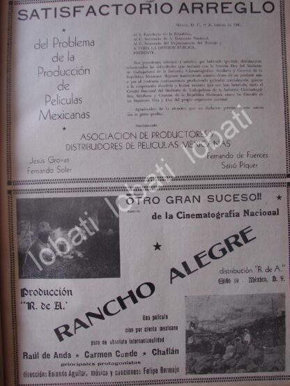 CARTEL ANTIGUO ORIGINAL DE PRENSA, SINDICATO DE ACTORES Y PRESIDENCIA LLEGAN A ACUERDO 1941