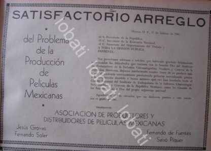 CARTEL ANTIGUO ORIGINAL DE PRENSA, SINDICATO DE ACTORES Y PRESIDENCIA LLEGAN A ACUERDO 1941 - Imagen 2