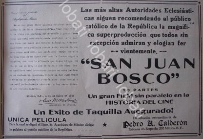 CARTEL ANTIGUO ORIGINAL DE ARZOBISPO RECOMIENDA PELICULA SAN JUAN BOSCO 1941