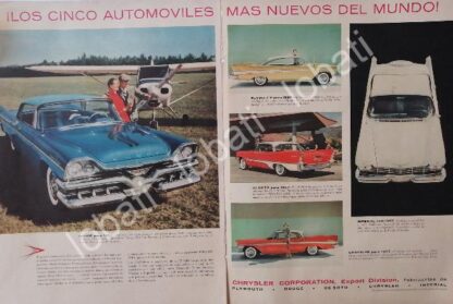 CARTEL ANTIGUO ORIGINAL DE LOS 5 AUTOS CHRYSLER DE 1957 /137