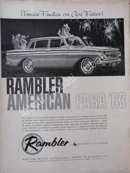 CARTEL ANTIGUO ORIGINAL DE AUTOS AMERICAN RAMBLER 1963 /136