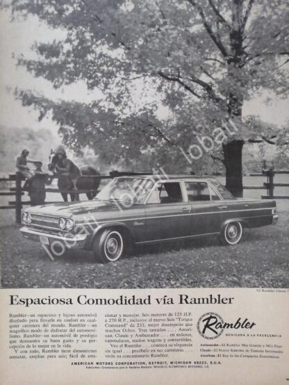 CARTEL ANTIGUO ORIGINAL DE AUTOS RAMBLER CLASSIC 770 1965 /N92