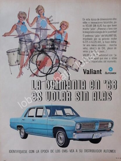 CARTEL ANTIGUO ORIGINAL DE AUTOS CHRYSLER VALIANT 225 /1968 /154