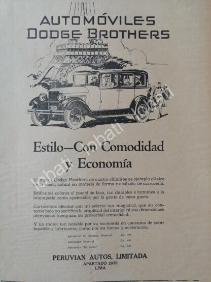 CARTEL ANTIGUO ORIGINAL DE AUTOS DODGE BROTHERS COUPE 1928 / RARO/ N87