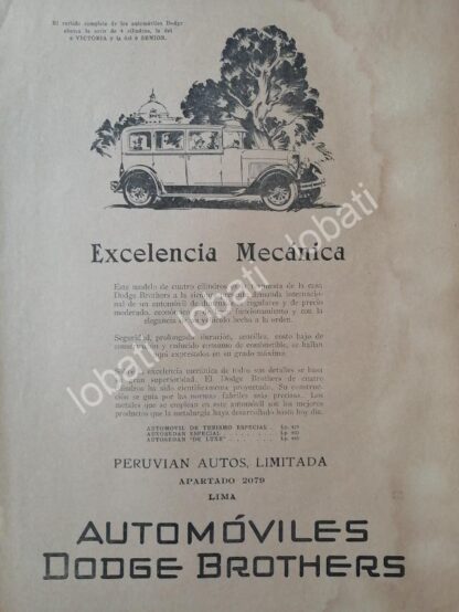 CARTEL ANTIGUO ORIGINAL DE AUTOS DODGE BROTHERS VICTORIA SIX 1928 / RARO/ N86