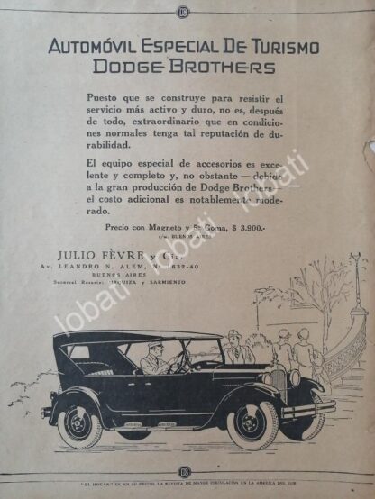 CARTEL ANTIGUO ORIGINAL DE AUTOS DODGE BROTHERS 1926 COUPE / RARO/ N84