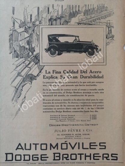 CARTEL ANTIGUO ORIGINAL DE AUTOS DODGE BROTHERS 1926 / N82