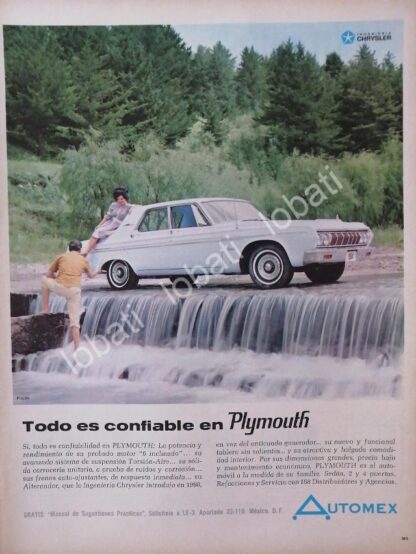 CARTEL ANTIGUO ORIGINAL DE AUTOS CHRYSLER PLYMOUTH 1964 / N82